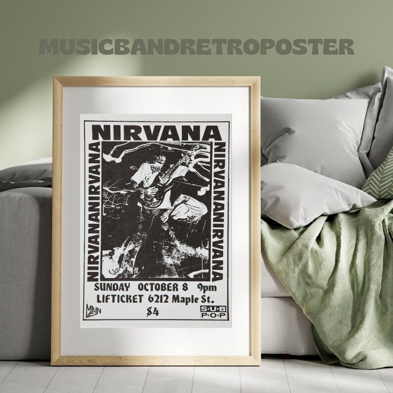 Nirvana Concert Poster Vintage Wall Art Music Memorabilia Retro Wall ...