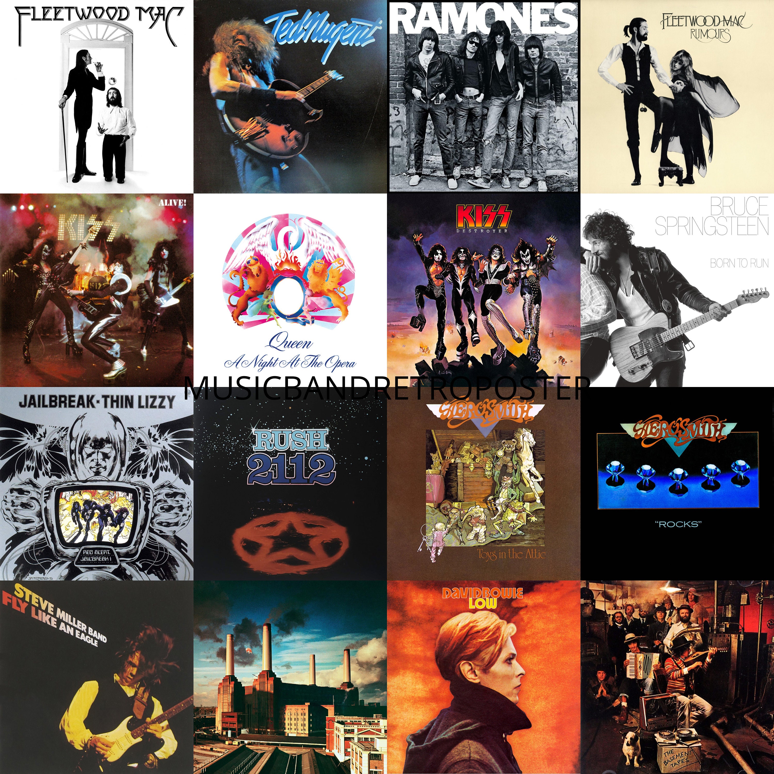101PCS BEST ALBUM Covers of the 70s / Vinyl Size / Classic Rock Posters / Vintage Music