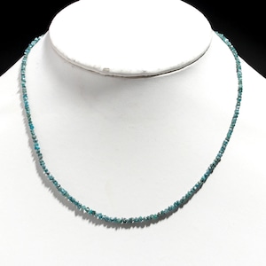 Natural Blue Diamond Necklace, Blue Diamond Uncut Bead Necklace, 2-3 mm Raw Diamond Diamond Choker, Handmade Necklace, Diamond Necklace Gift