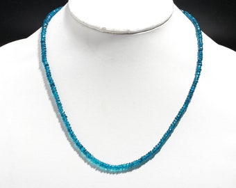 Sparkling London Blue Topaz Beaded Necklace, 4 mm Faceted Rondelle Beads Necklace, London Topaz Jewelry, Blue Crystal Necklace, Gift for Her