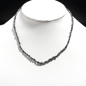 Natural Black Diamond Necklace, Raw Diamond Necklace, Minimalist Gemstone Choker, 3mm Rough Diamond Beaded Handmade Necklace, Gift for Wife