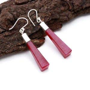 Unique Design Luxury Ruby Earrings, 925 Sterling Silver Earrings, Long Square Dangle & Drop Earrings, Handmade Silver Earrings, Gift for her
