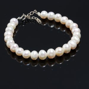Freshwater Pearl Bracelet, 925 Sterling Silver Bracelet, June Birthstone Jewelry, Women&#39;s Bracelet, Mother Pearls Gift, Gemstone Jewelry