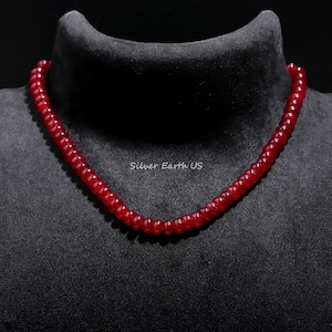 Candy Red Jade Necklace: Sterling Silver Boho Gemstone Necklace