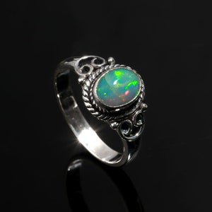 Natural Ethiopian Opal Ring, 925 Sterling Silver Handmade Ring, Welo Fire Top Quality Opal Minimalist Ring, Engagement Gift, Bridesmaid Gift