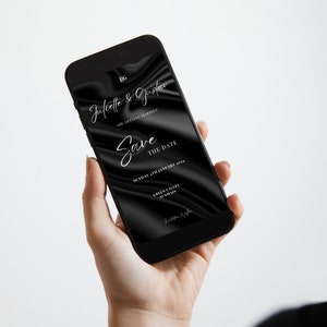 Digital Black Save The Date, Black wedding save the date, Editable black save the date template, Electronic Classic black save the date