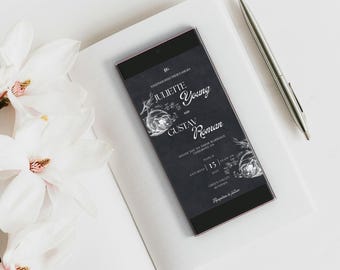 Gray Floral Digital Wedding Invitation Suite (RSVP)