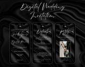 Black Wedding Invitation Template (Digital Download), Minimal Classic Invite