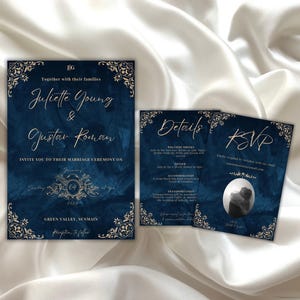 Navy Blue Wedding Invitations Printable, blue evite, Royal blue wedding invitations printable, navy blue wedding invites, blue invite bundle