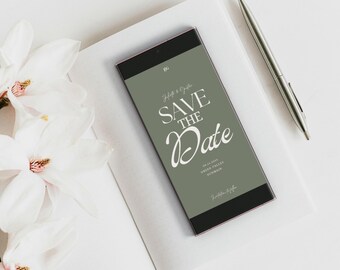 Minimalist Sage Green Save The Date Template (Digital)