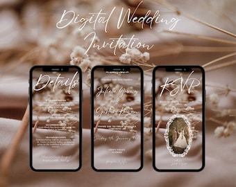 Boho Digital Wedding Invitation: Editable Electronic Template