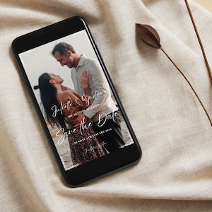 Electronic Wedding Save The Date Template with Photo (Digital Download)