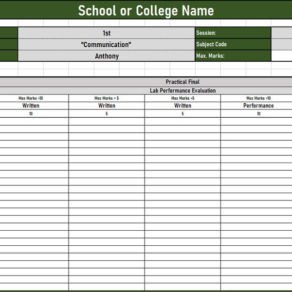 Un foglio Excel completo per ottenere risultati per gli studenti