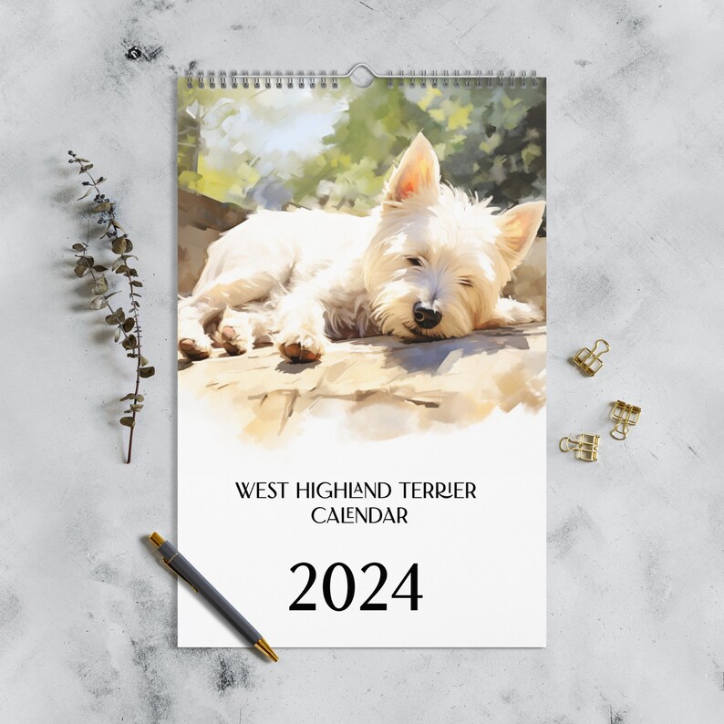 Westie 2024 Wall Calendar West Highland Terrier Annual Calendar Gift