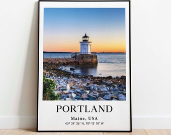 Cartel de Portland, imagen de Portland, foto de Maine, foto de Estados Unidos, fotografía de Estados Unidos, América del Norte, impresión de viaje