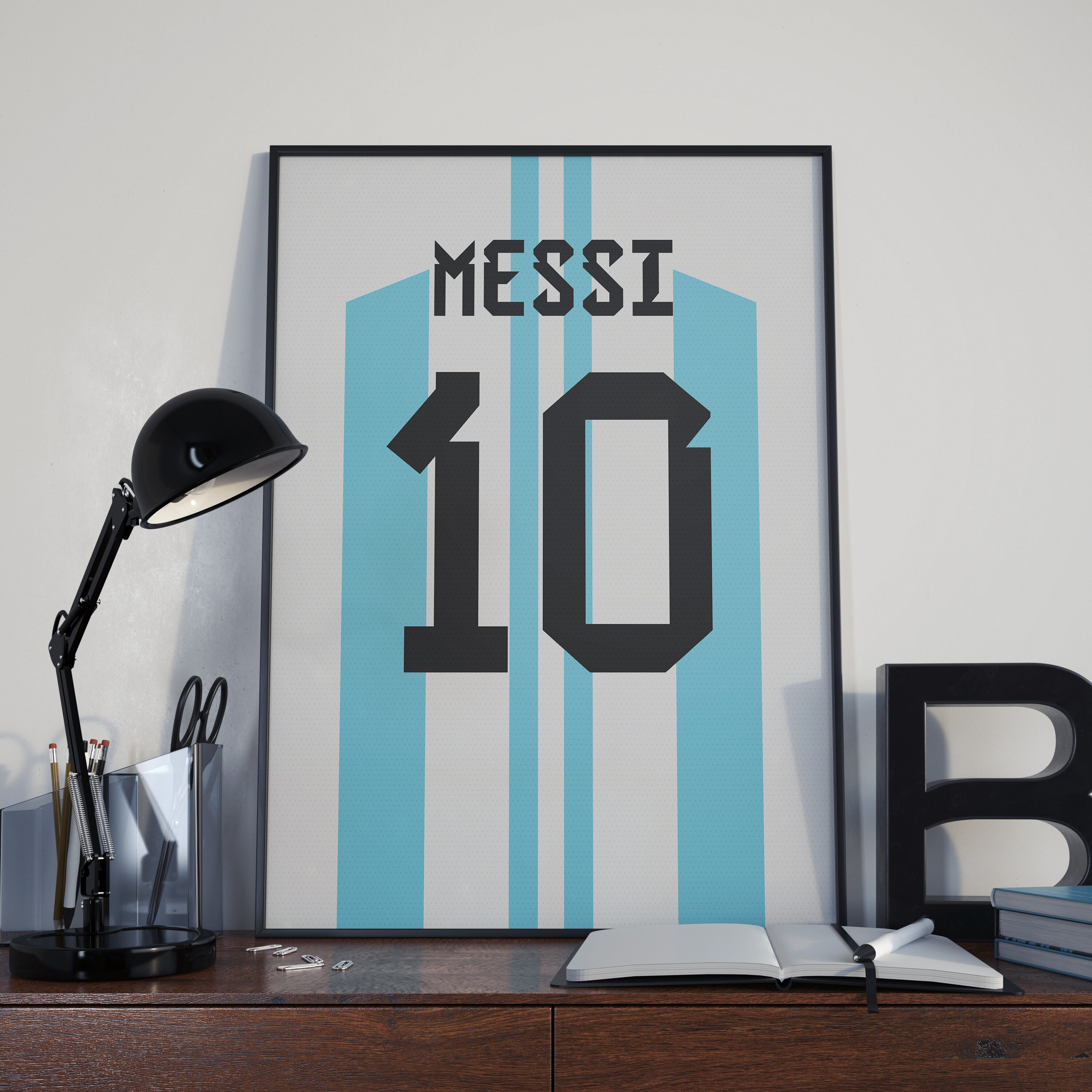 Lot de 4 impressions sur toile aquarelles – Lionel Messi, Cristiano Ronaldo,  Neymar et Mbappe, affiches sportives motivantes pour salle de sport,  bureau, décoration d'intérieur, sans cadre (grand, 12,2 x 25,4 cm) 