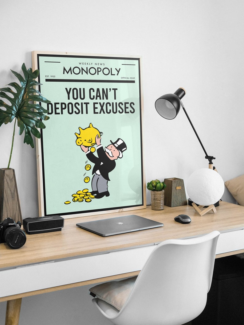 Monopoly Motivational Poster, Inspirational Quote Canvas, Alec Monopoly