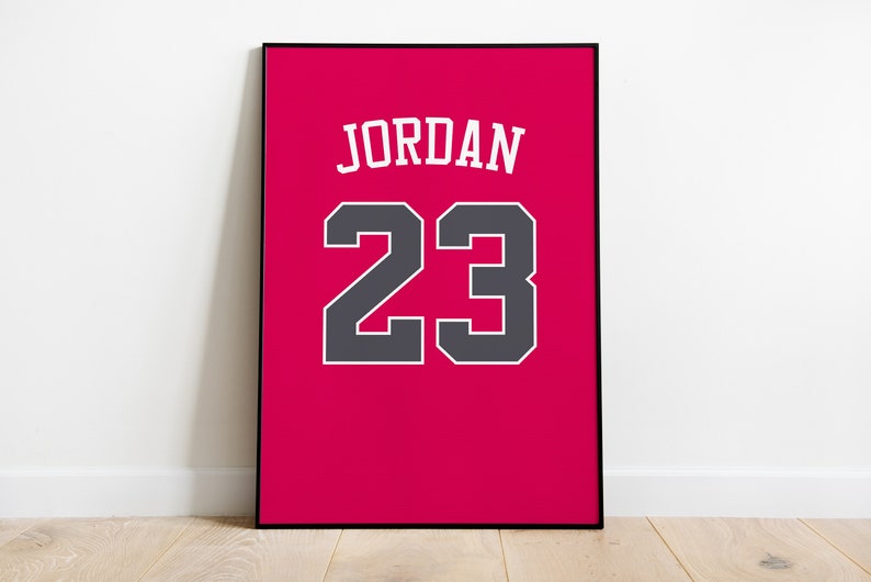 Michael Jordan Poster, Chicago Bulls Art Print, Minimalist, Midcentury