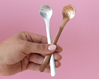 Spoons, set of 4, coffee spoons, paw design, cat spoons, latte macchiato spoons, teaspoons, small spoons, ice cream spoons, cat gifts