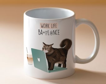 Katzentasse, beidseitig bedruckt, 300 ml, spülmaschinenfest, Katzentasse Büro, Tasse Katze, Katzen Geschenke, Tasse mit Katzenmotiv, Katze