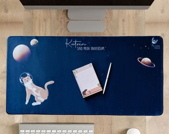 Desk pad, XL, 80 x 40 cm, non-slip, desk pad, cat design, desk pad, mouse pad, desk pads