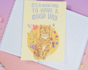 Cat art print, A5, cat picture, cute wall print with cat motif and saying, gifts for cat lovers, greeting card, postcard A5