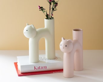 Vase, Geschenke für Katzenliebhaber, Blumenvase, Vase Katze, Katzenvase, Katzendeko, Keramik Katze, Katzenfigur, Katzen Geschenke, Katzen