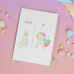 Biglietto di auguri di compleanno gatto, con busta rosa, cartolina unicorno, biglietto di congratulazioni, biglietto di buon compleanno, biglietto di auguri, biglietto gatto, biglietto divertente