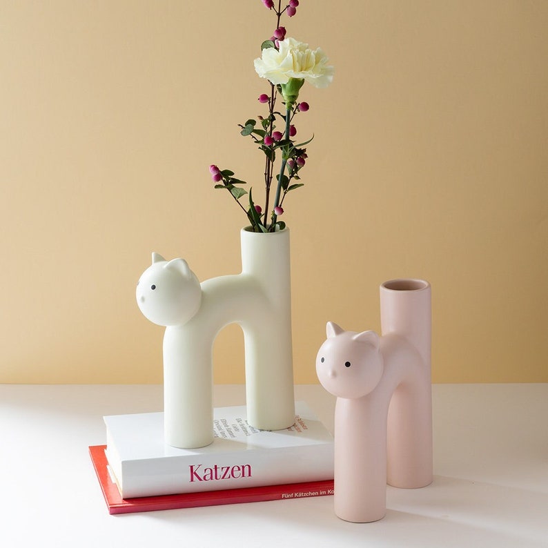 Vase, gifts for cat lovers, flower vase, cat vase, cat vase, cat decoration, ceramic cat, cat figurine, cat gifts, cats image 1