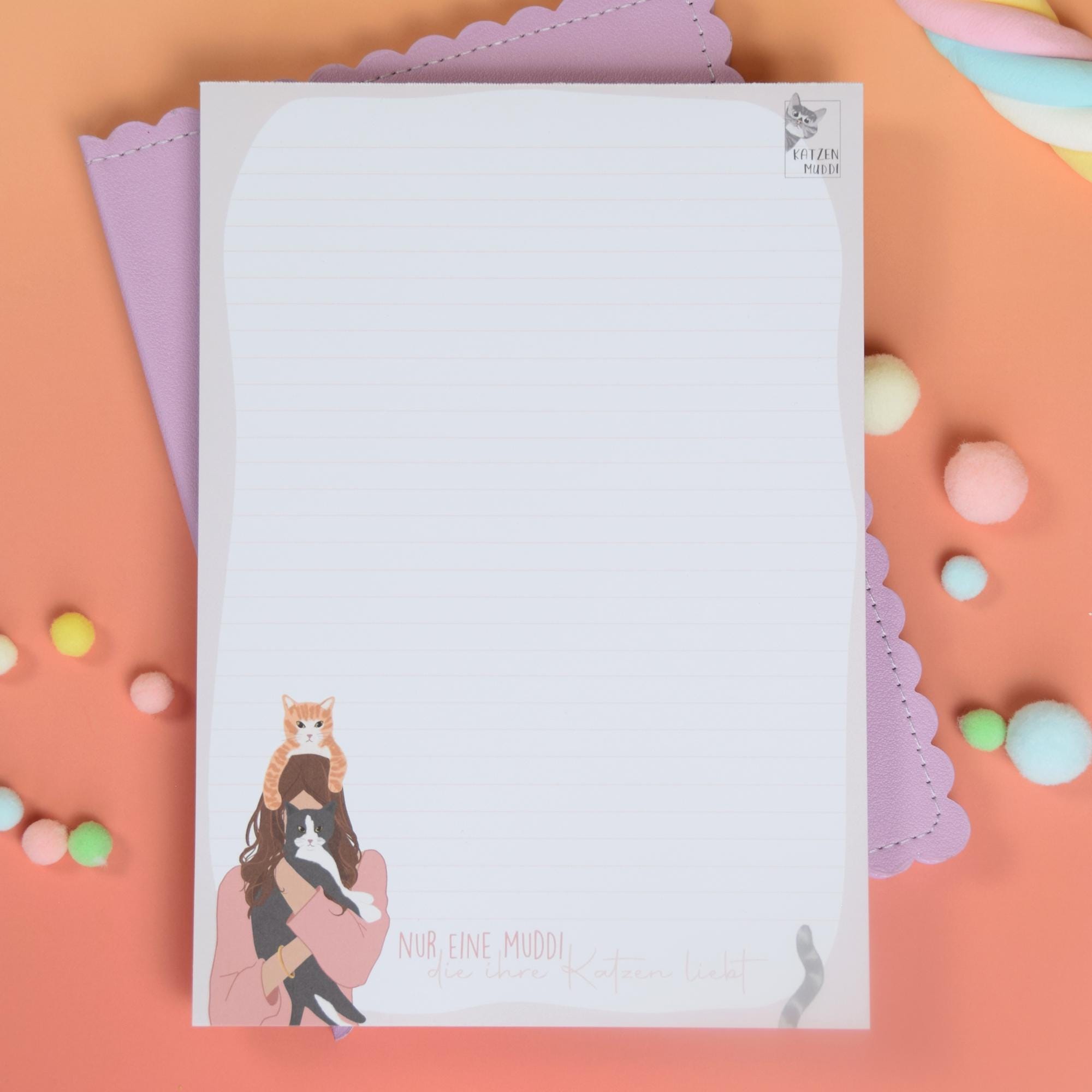 DIN A5 pad, 100 sheets, notepad, writing pad, cat design, cat mom, cat pad, gifts for cat lovers, cat mom