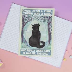 Kunstdruck Schwarze Katze Lustiger A5 Art Print mit Spruch Wanddekoration Poster Postkarte Geschenk Geburtstag Katzenmama Katzenliebhaber