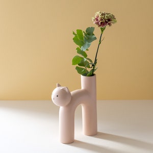 Vase, cadeaux pour les amoureux des chats, vase à fleurs, vase pour chat, vase pour chat, décoration pour chat, chat en céramique, figurine de chat, cadeaux pour chat, chats Rose