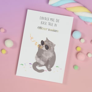 Carte postale chat, avec enveloppe rose, carte d'encouragement, motivateur, carte de vœux amusante, carte postale, carte pailletée, cadeaux pour propriétaires de chats