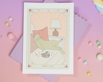 Cat art print, A5, tarot card, cat picture, tarot wall print cats, gifts for cat lovers, greeting card, postcard A5