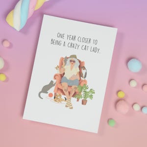 Geburtstagskarte Katze, mit rosa Umschlag, Postkarte, Glückwunschkarte Katze, Catlady, Happy Birthday Karte, Grußkarte, Karte Katze