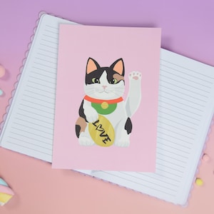 Image de chat A5, impression d'art de chat, jolie impression murale maman chat, cadeaux pour les amoureux des chats, carte de vœux, carte postale A5