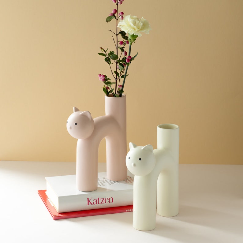 Vase, cadeaux pour les amoureux des chats, vase à fleurs, vase pour chat, vase pour chat, décoration pour chat, chat en céramique, figurine de chat, cadeaux pour chat, chats image 4