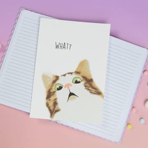 Kunstdruck Katze, A5, witziges Katzenbild, Wanddruck Katze, Geschenke für Katzenliebhaber, Grußkarte, Postkarte A5, lustige Katze
