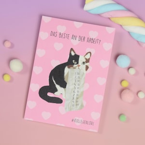 Carte postale collègue avec enveloppe rose, cadeau collègue de travail, collègue préféré, carte de voeux, chats, carte postale, collègue de travail