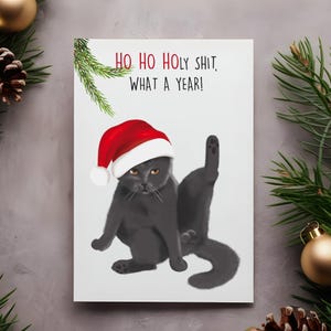 Weihnachtskarte Katze, mit rosa Umschlag, Postkarte, lustige Katzenkarte, Karte Weihnachten, Grußkarte, Postkarte Weihnachten
