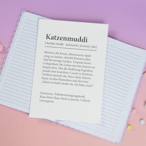 Kunstdruck Katze, A5, Katzenbild, Wanddruck, Katzenmama Definition, Geschenke für Katzenliebhaber, Grußkarte, Postkarte A5, Catmom