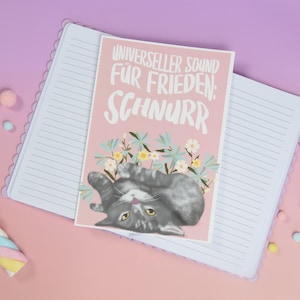Katzenbild A5, Kunstdruck Katze, süßer Wanddruck Katzenmama, Geschenke für Katzenliebhaber, Grußkarte, Postkarte A5