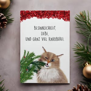 Weihnachtskarte Katze, mit rosa Umschlag, Postkarte, süße Katzenkarte, Karte Weihnachten, Grußkarte, Postkarte Weihnachten