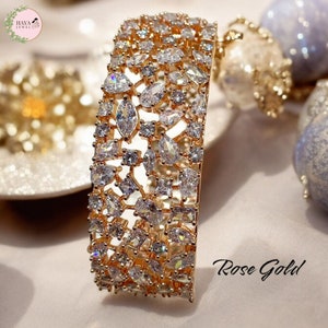 Openable AD Kangan Gold Bangle American Diamond Bangle Single Bracelet Kada Bangles Silver Plated Bangle CZ Stone Bangles Rose Gold Bracelet