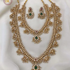 Bridal Jewellery Set Guttapusalu Indian Wedding Jewelry Sets Women Jewelry Gold Plated Fashion Jewelry Long Layering Necklace Wedding Wear