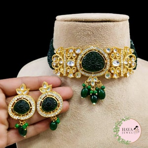 dark green kundan necklace