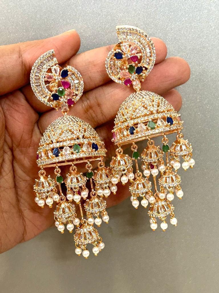 Multi layer 2024 jhumka earrings