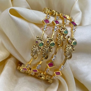 Gold Plated Bangles Kada Bangle Wedding Bangles and Bracelets for Women Chuda Bridal Bangle Set Chura Bangles 4PCs set