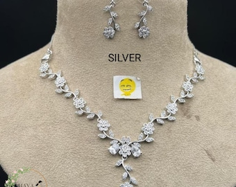 フラワーガールジュエリーセット、フラワーイヤリングネックレスセット