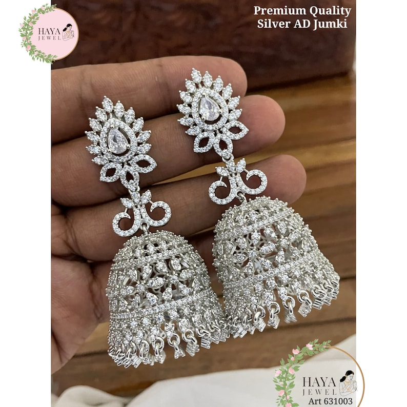 Jhumka Rhinestone American Diamond Jhumka Gold Toned Indian Wedding AD Jhumki CZ Earrings ...